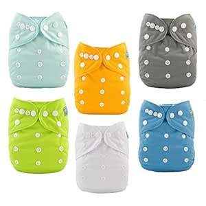 ALVABABY Baby Cloth Diaper 6 Pack with 12 Inserts